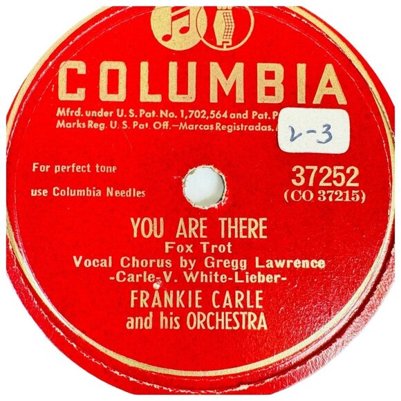 Frankie Carle You Are There 10in Shellac 78 RPM Columbia 37252 Vintage Record - Picture 2 of 4